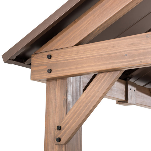 Sunjoy 9 ft x 6 ft Hudson Cedar Wood Hardtop Grill Gazebo Wayfair